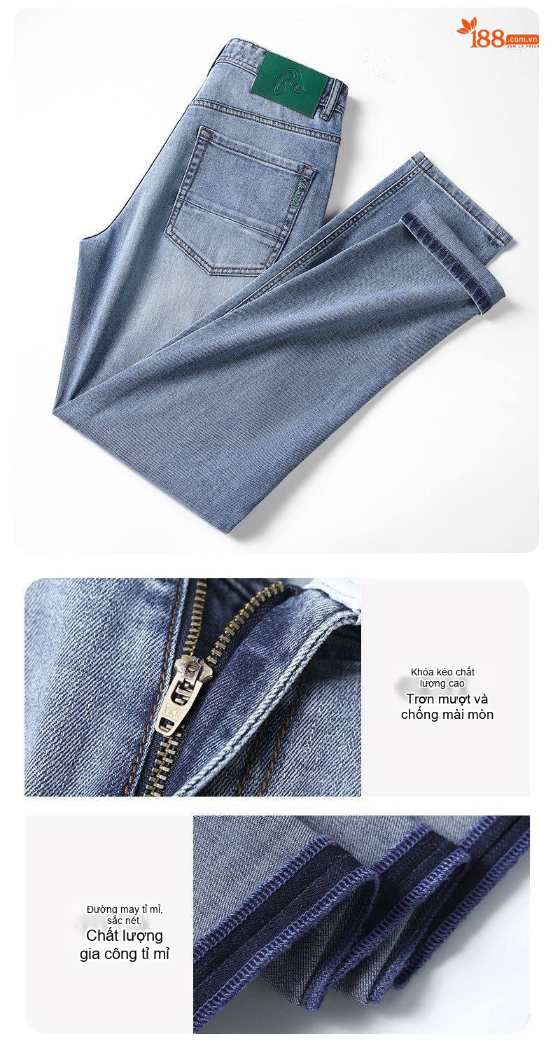 Quần Jeans Nam Ống Đứng Co Giãn Thoải Mái Màu Đen, Xám chi tiết 19