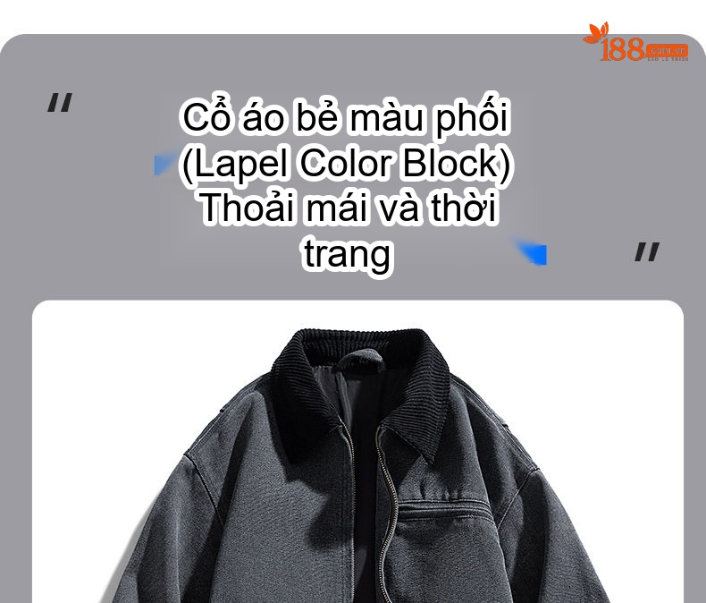 Áo Khoác Dài Tay Nam Vải CORDUROY Phong Cách Nhật Bản Retro Màu Be, Đen, Xám, Nâu... chi tiết 3