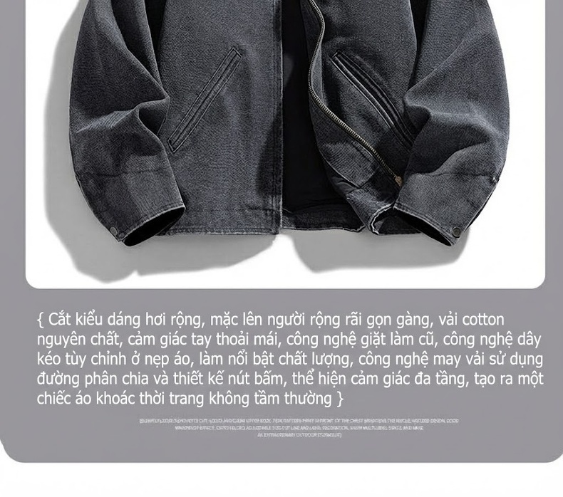 Áo Khoác Dài Tay Nam Vải CORDUROY Phong Cách Nhật Bản Retro Màu Be, Đen, Xám, Nâu... chi tiết 4