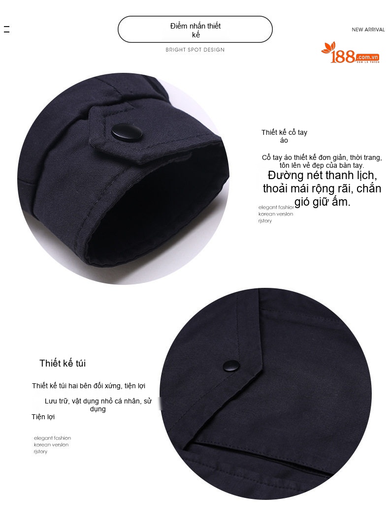 Áo Khoác Cotton Nữ Dáng Ngắn Lót Lông Cổ Lông Màu Đen, Xanh Rêu chi tiết 4