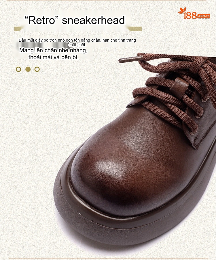 Giày Oxford Nữ Da Bò Chiều Cao Đế Khoảng 5cm Màu Đen, Nâu chi tiết 4