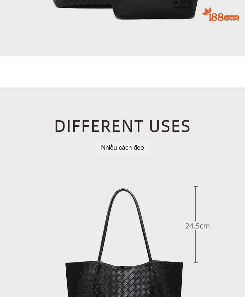 Túi Tote Nữ Thiết Kế Độc Đáo Da Bò Cao Cấp Phong Cách Thời Trang Công Sở Màu Đen chi tiết 7