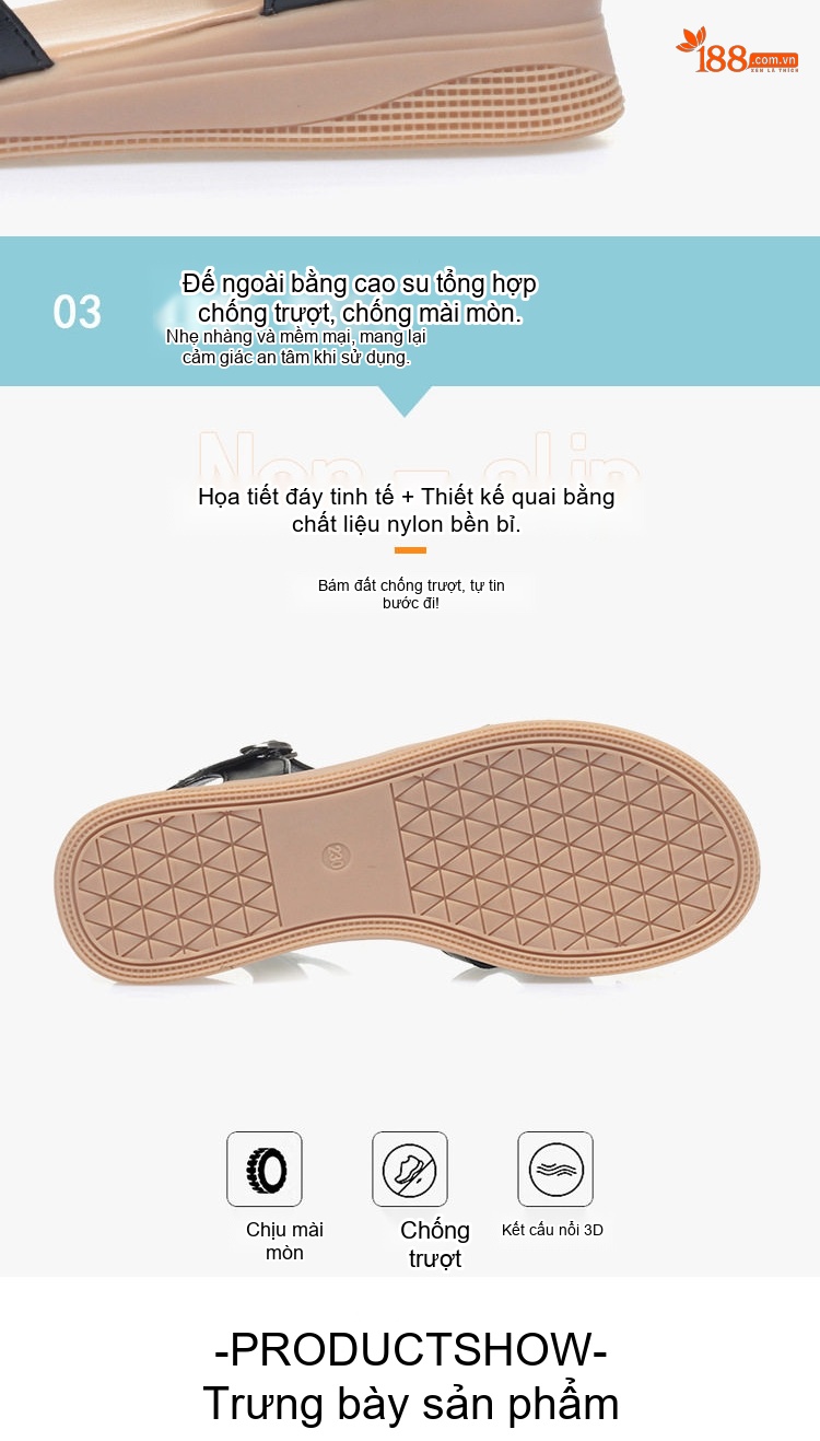 Dép Sandal Nữ Quai Chéo Da Bóng Đế Mềm Chống Trượt Đế Cao 3cm - 4cm Màu Bạc, Đen chi tiết 7