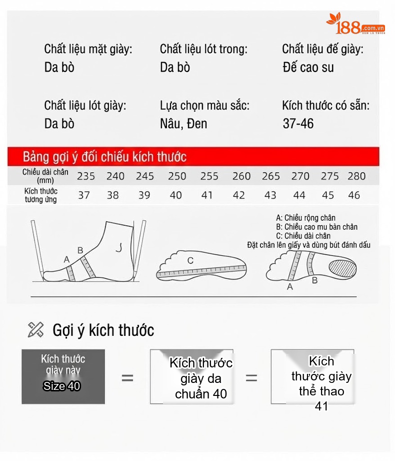 Giày Lười Nam Da Bò Chân To Đế Dày Chiều Cao Đế Khoảng 4cm Màu Đen, Nâu chi tiết 5