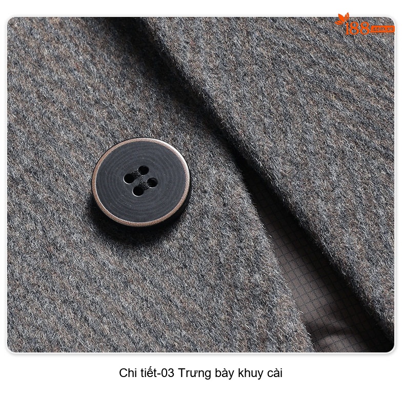Áo Khoác Dạ Nam Lông Vũ Lót Trong Tháo Rời Phong Cách Business Casual Màu Xám chi tiết 25