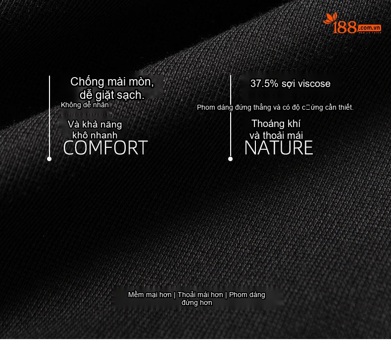 Áo Vest/Blazer Nam Vải Dệt Kiểu Slimfit Màu Đen chi tiết 2