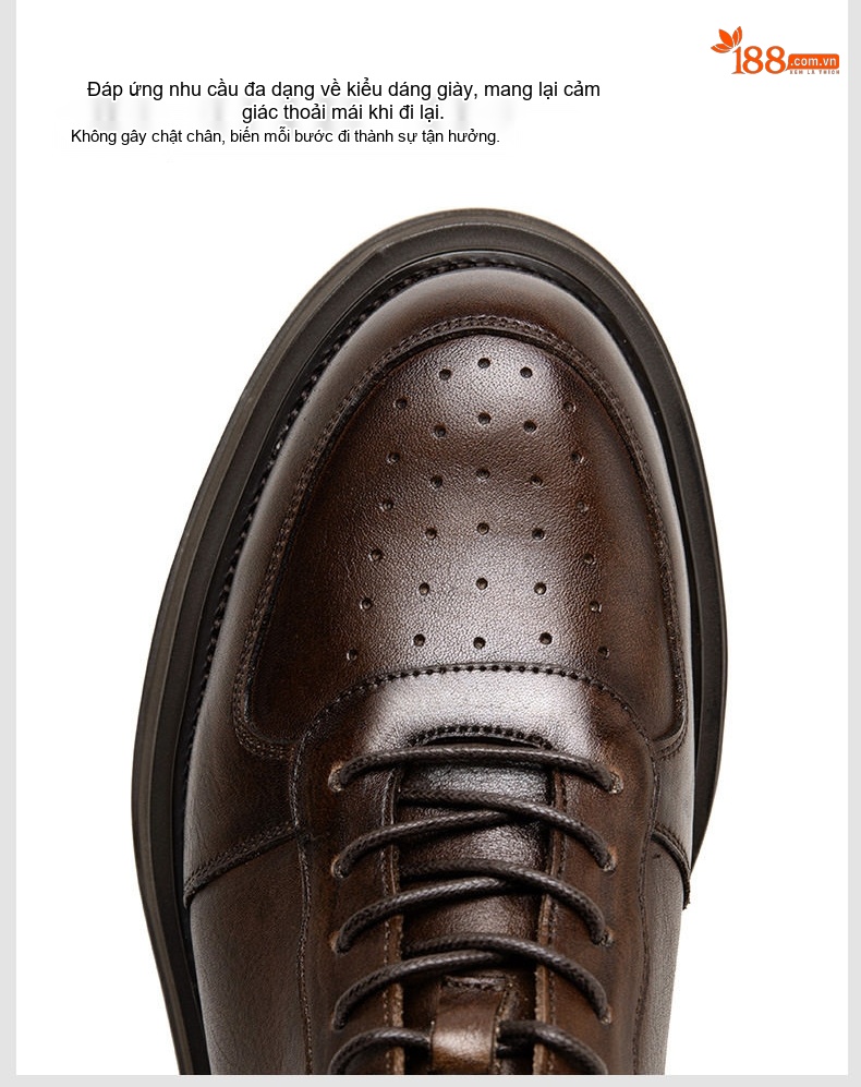 Giày Sneaker Nam Da Thật Buộc Dây Đế Cao 4cm Thoáng Khí chi tiết 10