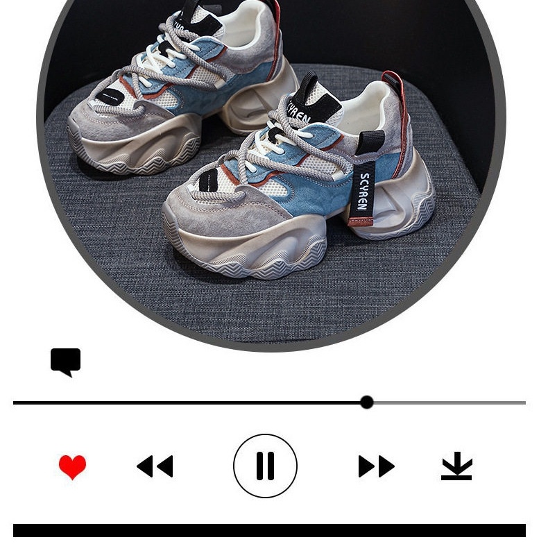 Giày Sneaker Nữ Đế Dày Phong Cách Ulzzang Chiều Cao Đế Khoảng 5cm Màu Trắng, Hồng, Xanh, Xám... chi tiết 9