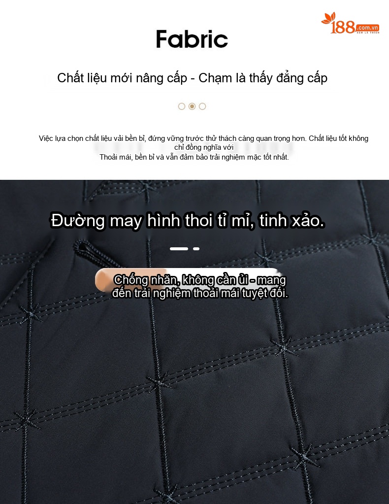 Áo Khoác Bông Nam Trung Niên Dáng Vừa Vải Cotton Lót Lụa Tằm Màu Xanh Navy chi tiết 5