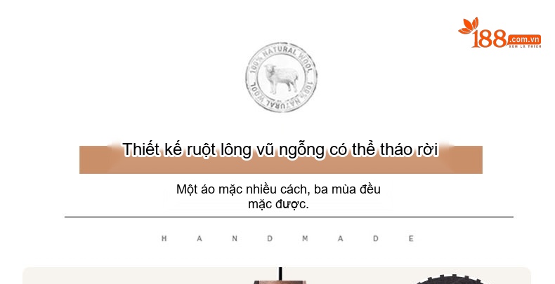 Áo Khoác Dạ Nam Lông Vũ Tháo Rời Dáng Dài Màu Đen, Nâu chi tiết 11