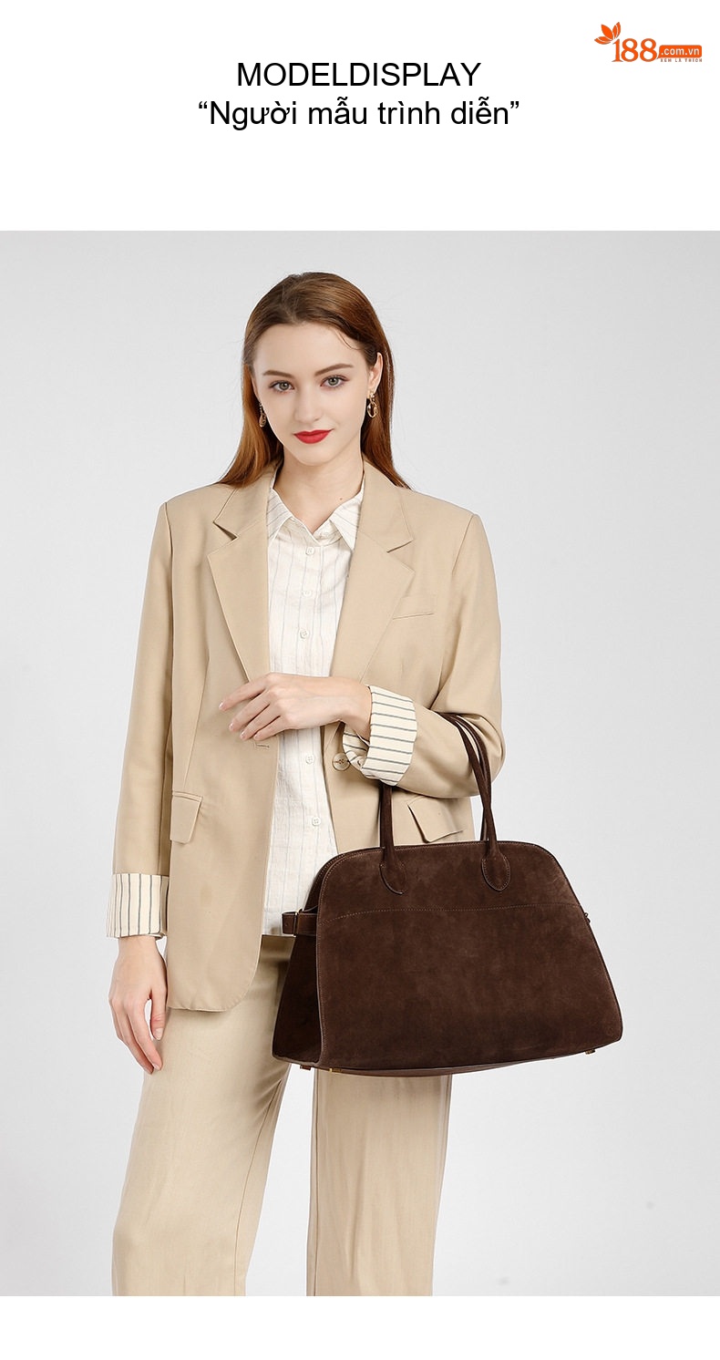 Túi Tote Nữ Da Bò Mờ Cao Cấp Quai Xách Tay Đeo Chéo Phong Cách Vintage Màu Nâu chi tiết 15