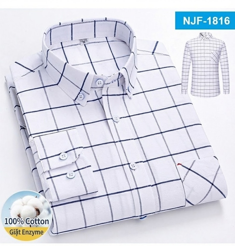 Áo Sơ Mi Tay Dài Cotton Oxford Dáng Rộng Thoải Mái Màu Trắng, Xám, Xanh, Đỏ... chi tiết 23