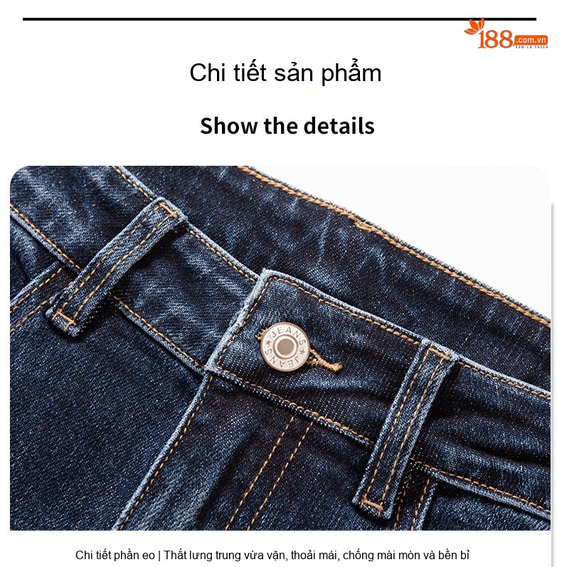 Quần Jean Nam Ống Đứng Co Giãn Nhẹ Phong Cách Business Màu Xanh Đen, Đen chi tiết 23
