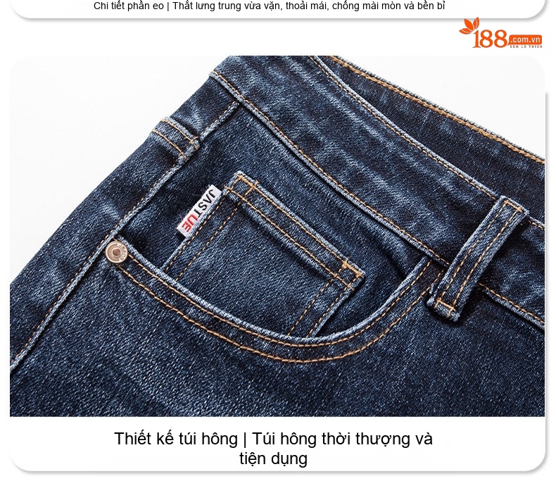 Quần Jean Nam Ống Đứng Co Giãn Nhẹ Phong Cách Business Màu Xanh Đen, Đen chi tiết 24