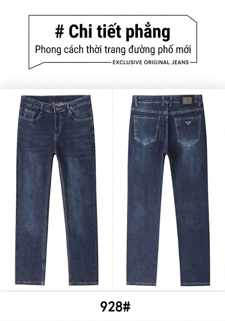 Quần Jean Nam Dáng Ôm Vừa Vặn Dài Phong Cách Trung Niên, Doanh Nhân, Thoải Mái, Co Giãn Màu Đen, Xanh Đậm chi tiết 23