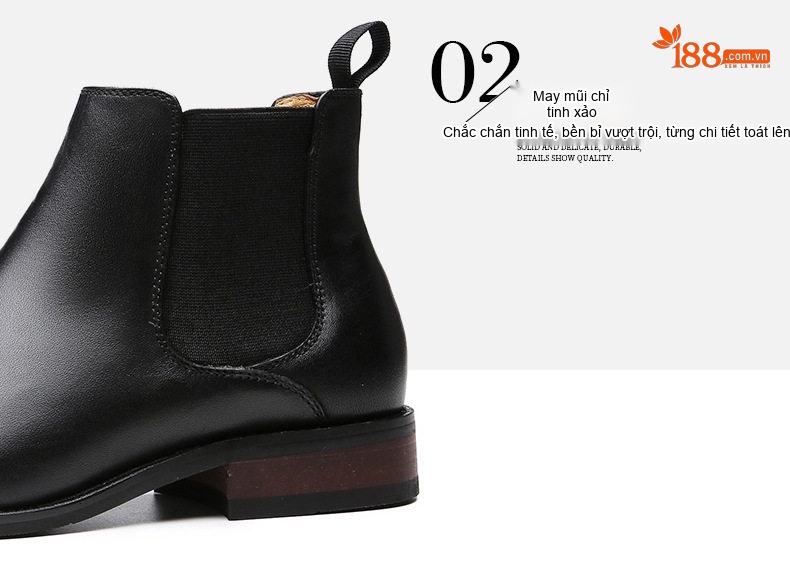 Giày Chelsea Boot Nam Da Bò Chiều Cao Đế Khoảng 3cm Màu Đen, Nâu chi tiết 5