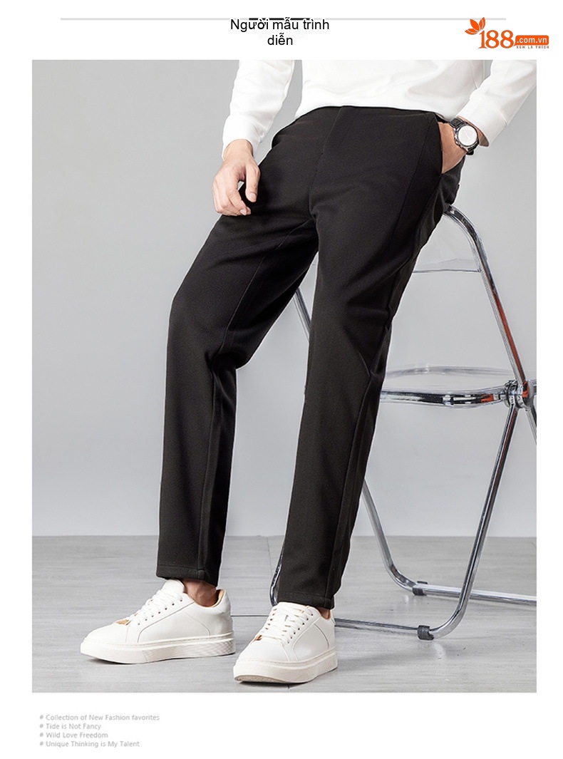Quần Dài Nam Vải Micro Fiber Co Giãn Chống Nhăn Kiểu Dáng Casual Màu Đen, Nâu chi tiết 3