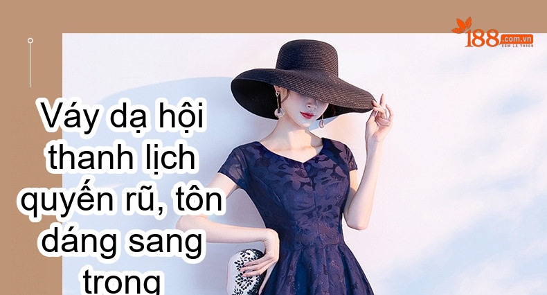 Đầm Dự Tiệc Ren Kiểu Dáng Thanh Lịch Màu Xanh Navy, Đỏ, Đen chi tiết 1