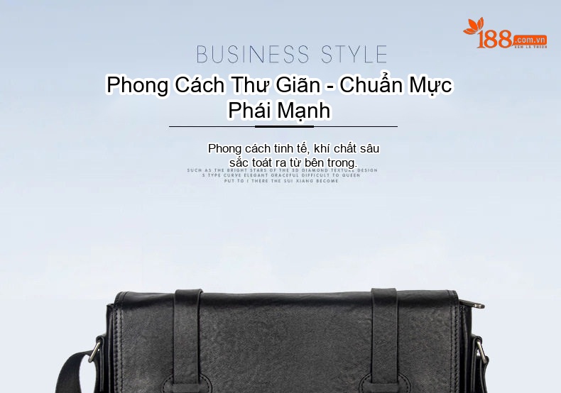 Túi Đeo Vai Nam Da Bò Dáng Ngang Dung Tích Lớn Màu Đen chi tiết 1