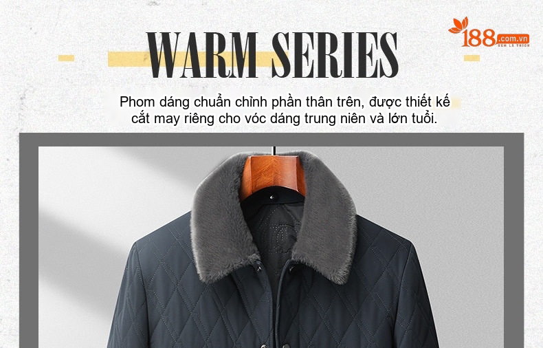 Áo Khoác Bông Nam Cotton Lót Lông Cổ Bẻ Dày Dặn Giữ Ấm Màu Xám, Đen, Xanh Navy chi tiết 3
