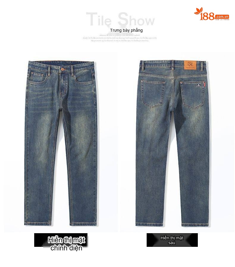 Quần Jean Nam Ống Đứng Co Giãn Thoải Mái Dáng Suông Màu Xanh Denim chi tiết 20