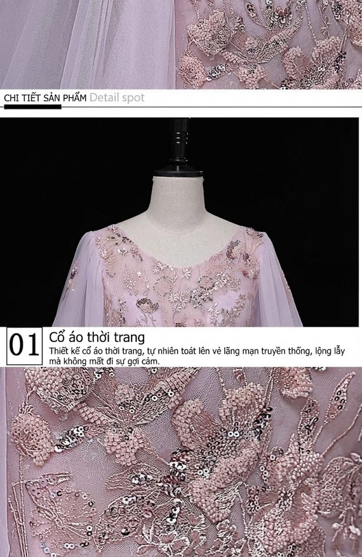 Váy Dạ Hội Dáng Xòe Phong Cách Châu Âu, Mỹ Dành Cho Biểu Diễn, MC, Tiệc Tùng Màu Hồng chi tiết 10