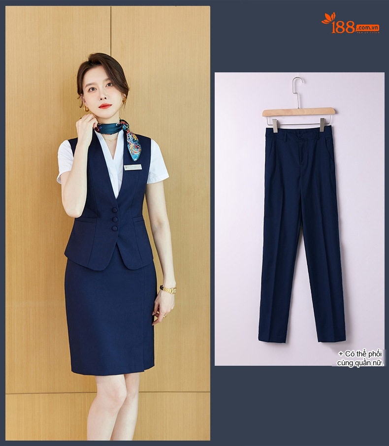 Áo Gile Công Sở Nữ Kiểu Dáng Vest Thiết Kế Thanh Lịch Màu Xám, Xanh Navy chi tiết 17