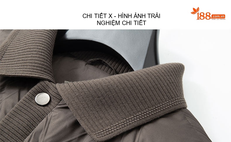 Áo Khoác Phao Nam 90% Lông Vịt Cổ Bẻ Gân Bo Tay Phong Cách Công Sở Màu Nâu, Xám chi tiết 16