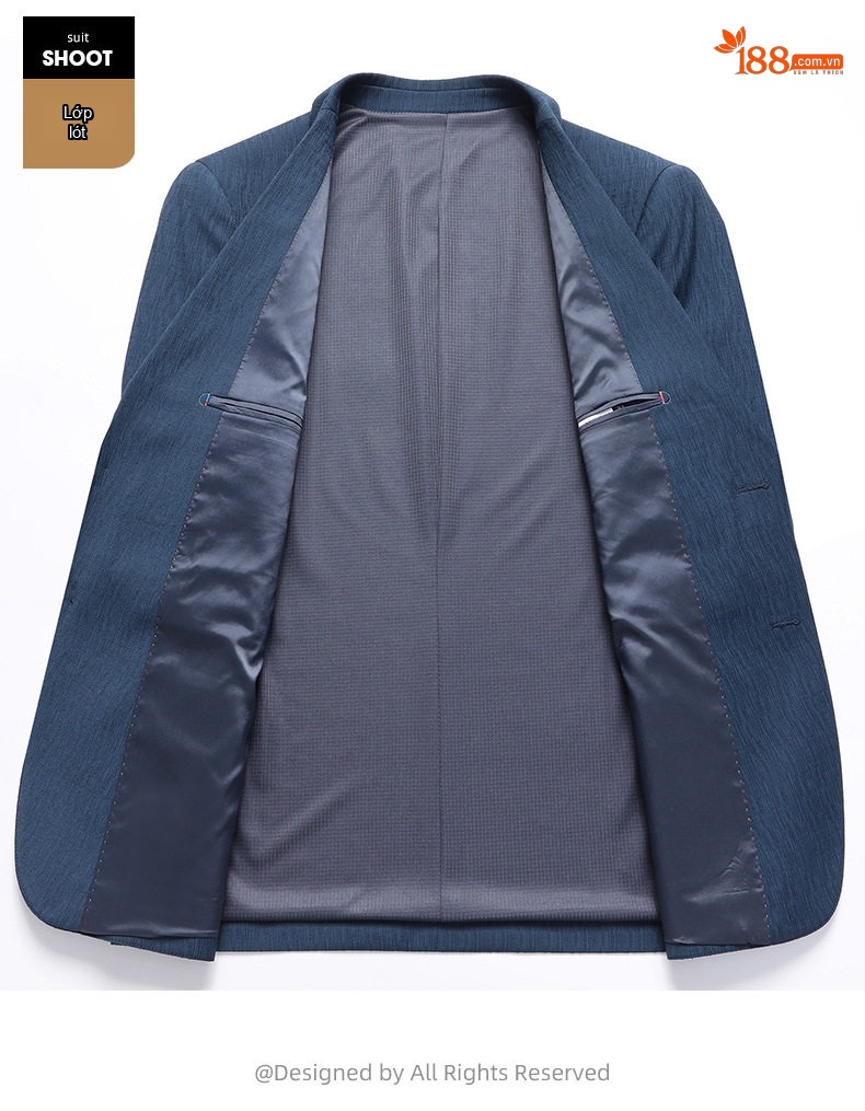 Áo Vest/Blazer Nam Dáng Ôm Vừa Vặn Chống Nhăn Màu Xanh Navy chi tiết 13