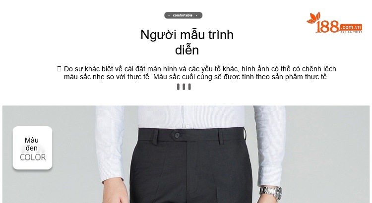 Quần Tây Nam Dáng Slimfit Vải Cotton Chống Nhăn Màu Đen, Xám chi tiết 14