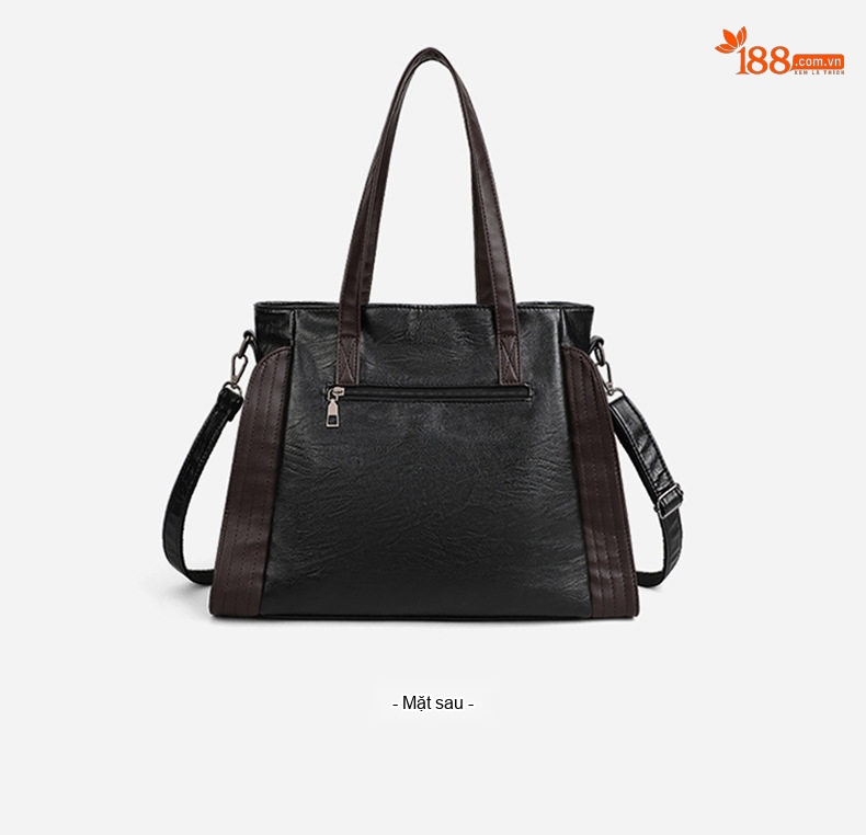 Túi Tote Nữ Da Mềm Sức Chứa Lớn Đeo Vai Đeo Chéo Phong Cách Mẹ Bỉm Sữa Màu Đen, Nâu chi tiết 12