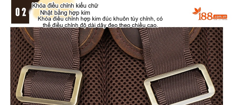 Balo Da Bò Thật Nam Đựng Laptop 15.6 Inch Phong Cách Retro Màu Nâu chi tiết 13