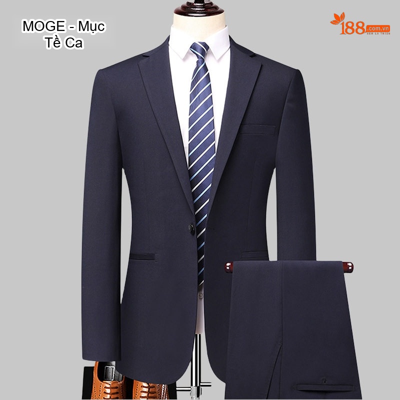 Bộ Vest Nam 2 Món Một Nút Áo Phong Cách Công Sở, Lịch Lãm Màu Đen, Xám