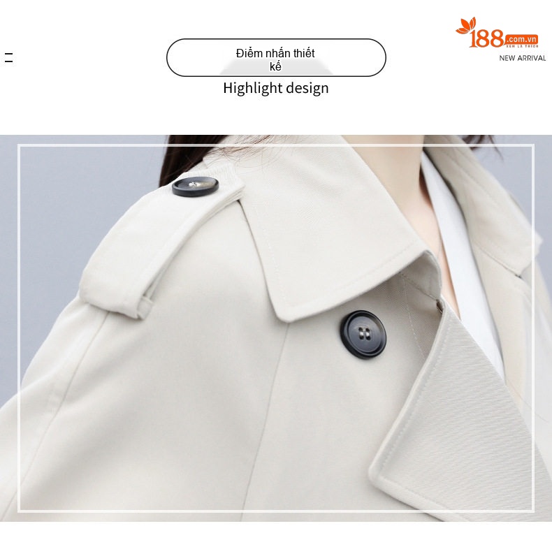 Áo Khoác Trench Coat Nữ Dáng Dài Vừa Phong Cách Anh Quốc Thanh Lịch Màu Be, Đen chi tiết 4