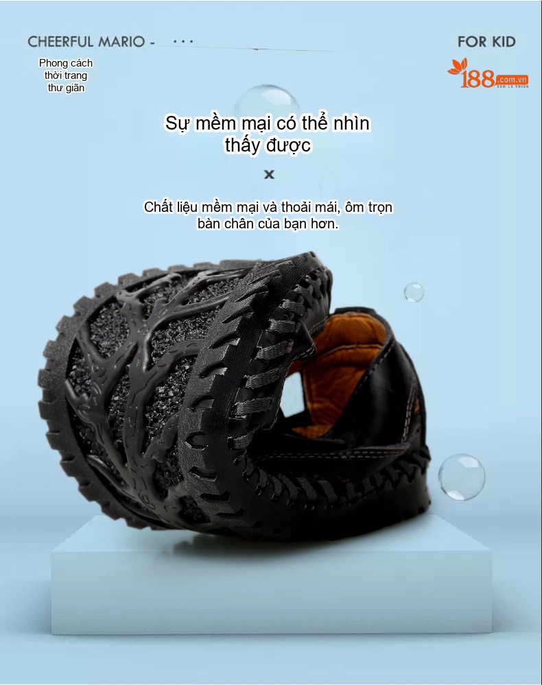 Dép Sandal Nam Da Thật Thủ Công Quai Dán Thoáng Khí Chiều Cao Đế Khoảng 2cm Màu Nâu, Đen chi tiết 2