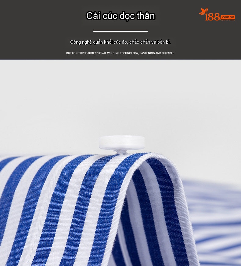 Áo Sơ Mi Dài Tay Nam Cotton Sọc Kẻ Chống Nhăn Màu Đen, Xanh, Đỏ chi tiết 10