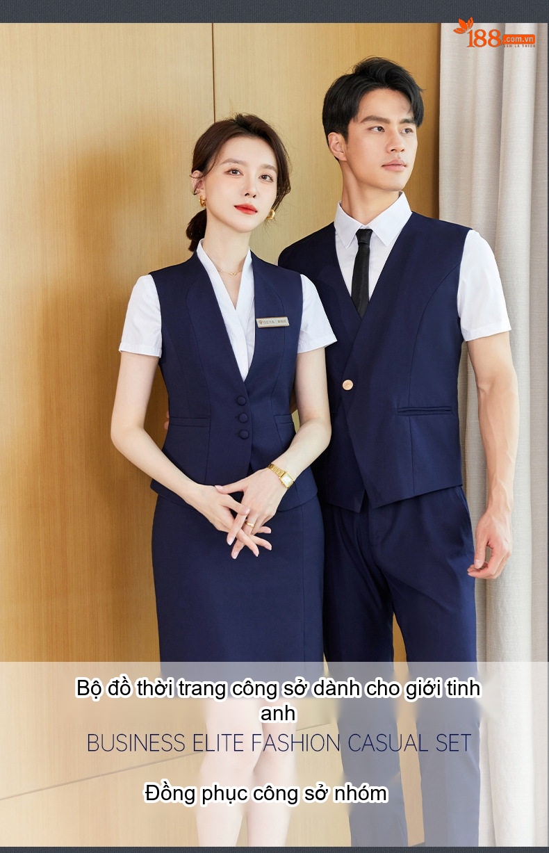 Áo Gile Công Sở Nữ Kiểu Dáng Vest Thiết Kế Thanh Lịch Màu Xám, Xanh Navy chi tiết 3