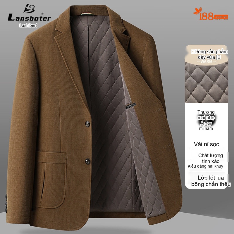 Áo Vest/Blazer Nam Nhung Tăm/Gân Hàn Quốc Form Dáng Ôm Màu Nâu, Đen
