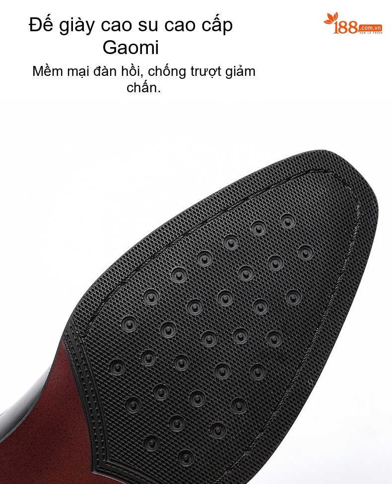 Giày Tây Buộc Dây Nam Da Bò Chiều Cao Đế Khoảng 3cm Màu Đen, Nâu chi tiết 9