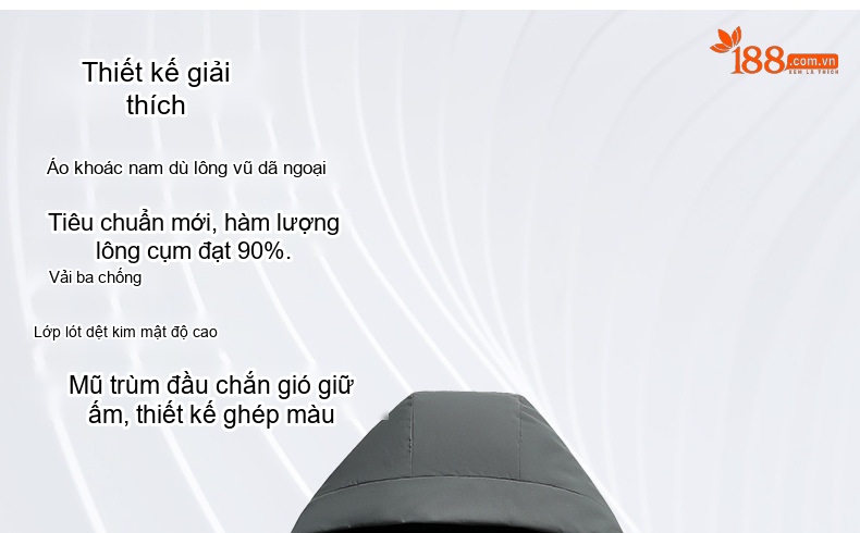 Áo Khoác Phao Lông Vũ Nam Ba Lớp Chống Thấm Nước Có Mũ chi tiết 2