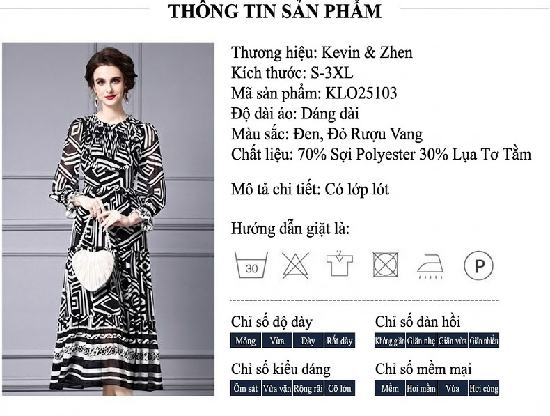 Váy Maxi Nữ Dáng Dài Họa Tiết Retro Thu Đông, Váy Đi Biển Phong Cách Vintage Màu Đen, Trắng chi tiết 18