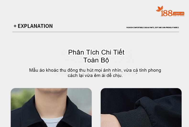 Áo Khoác Nam Cổ Bẻ Khóa Kéo Phong Cách Thanh Lịch Màu Đen, Xám chi tiết 6