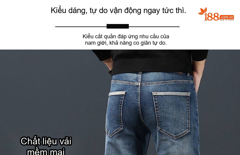 Quần Jean Nam Ống Đứng Co Giãn Trung Cao Cấp Màu Đen Xám chi tiết 4