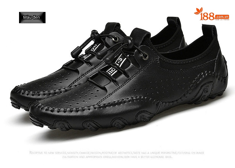 Giày Lười Nam Da Bóng Thoáng Khí Chiều Cao Đế Khoảng 2cm Màu Nâu, Trắng, Xanh Navy, Đen... chi tiết 39
