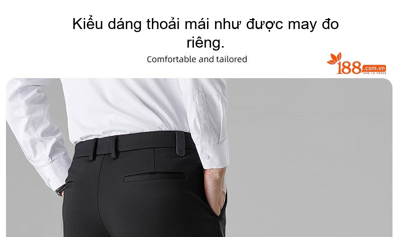 Quần Tây Nam Mỏng Dáng Ôm Vừa Vặn Phong Cách Công Sở Màu Đen, Xanh Navy chi tiết 3