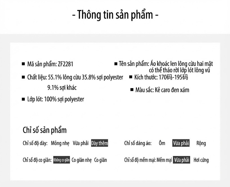 Áo Khoác Dạ Nam Kẻ Caro Lót Lông Vũ Ấm Áp Dáng Dài Màu Xám, Đen chi tiết 28