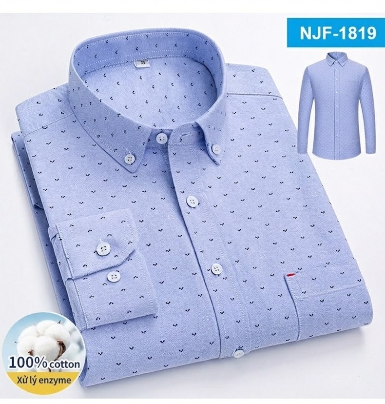 Áo Sơ Mi Tay Dài Cotton Oxford Dáng Rộng Thoải Mái Màu Trắng, Xám, Xanh, Đỏ... chi tiết 24