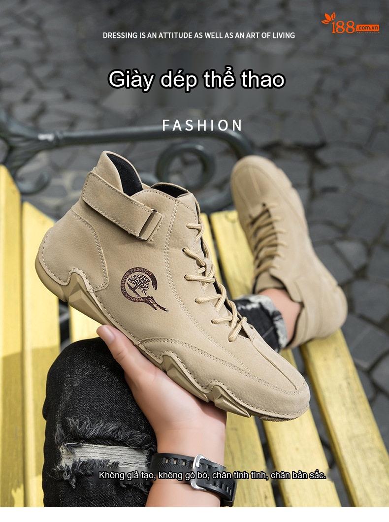 Giày Boot Nam Cổ Cao Da Mờ Lót Lông Ấm Áp Chiều Cao Đế Khoảng 3cm Màu Be, Đen, Xám chi tiết 1