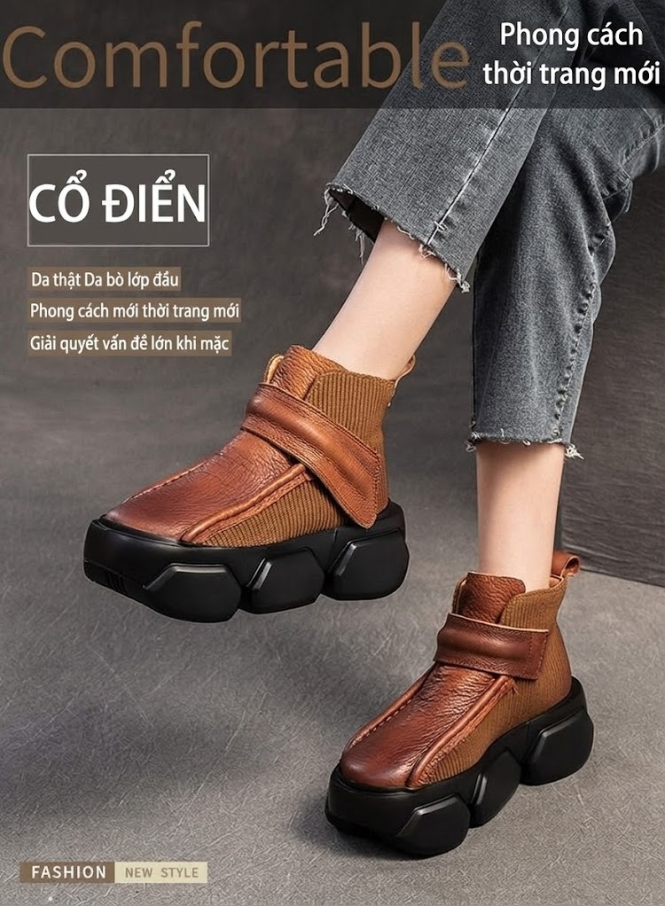 Giày Tây Buộc Dây Nam Da Bò Chiều Cao Đế Khoảng 3cm Màu Đen, Nâu chi tiết 1