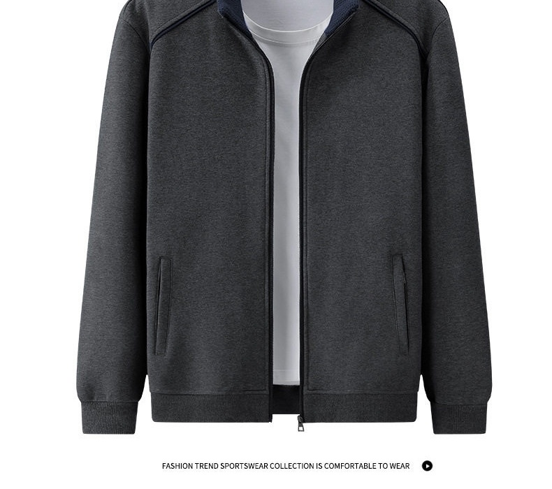 Áo Khoác Bomber Nam Cotton Khóa Kéo Cổ Đứng Phong Cách Thể Thao Màu Xám, Đen, Đỏ chi tiết 11